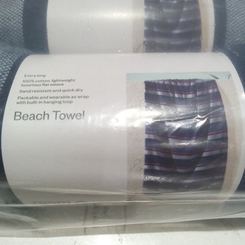 2pk Room Essentials Cotton Beach Towels - 36" x 72" - Navy Blue image 3