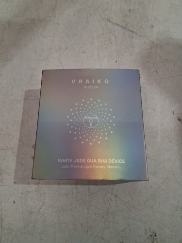VRAIKO Aurora White LED  Jade Gua Sha Facial Tool with Heat and Vibration - 3" - WHITE image 2