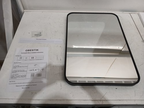 obestik wall mounted vanity mirror - 16" x 24" - black image 2