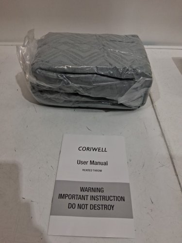 CORIWELL flannel heated throw blanket - 50" x 60" - grey/white image 3