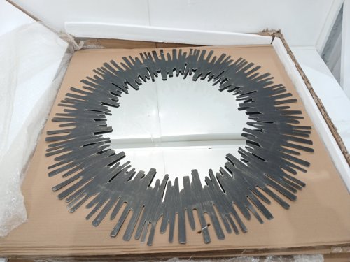 Industrial Irregular Metal Framed Mirror - 33" - Black (Model: SF-WM526) image 3