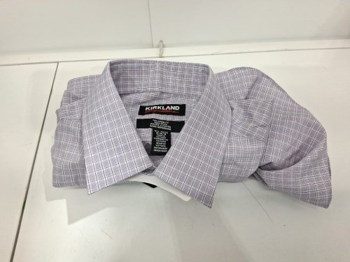 MEN'S Kirkland SIGNATURE TAILORED FIT LONG SLEEVE DRESS SHIRT - medium (15.5 x 32/33) - purple plaid (STYLE: 3918212) image 2
