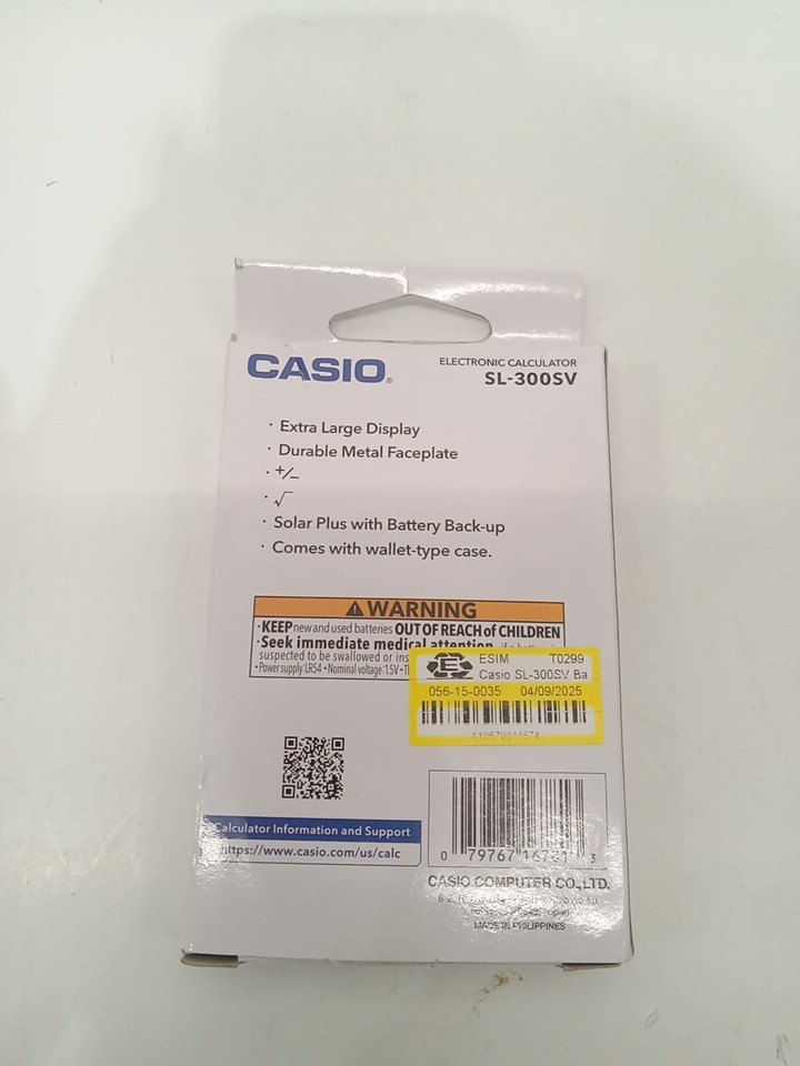 Casio wallet size large display calculator - silver (model: SL-300SV) image 3