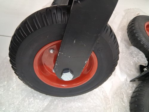4pc nefish heavy duty industrial grade rubber caster wheels with knobby tread, 2 swivel wheels & 2 rigid wheels - 6" - 1200LB capacity - black/silver (model: LJ-6IN-FH-2B2R) image 6
