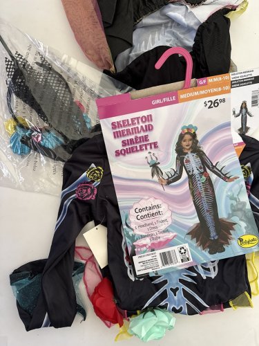 3PC GIRLS PARTYHOLIC SKELETON MERMAID COSTUME - MEDIUM (8/10) - BLACK/ASSORTED COLOURS image 2