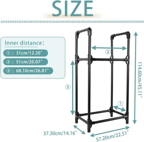 Hershii Tire Storage Rack Standing Garage Storage Shelf Organizer - 22.5" x 14" x 45" - Black image 2