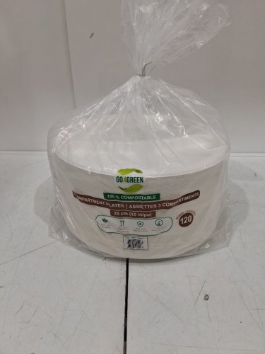 120pk go4green compostable paper plates with 3 sections - 10" - white - (model: 1956317) image 2