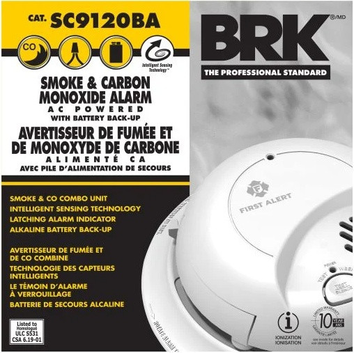 BRK smoke & carbon monoxide alarm with battery backup feature (model: SC9120BA) image 2