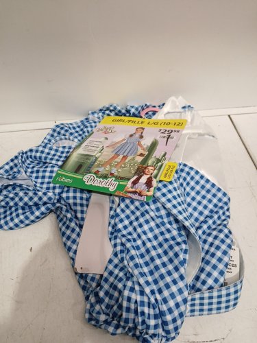 3PC RUBIES WIDARD OF OZ DOROTHY COSTUME - LARGE (10-12) - BLUE AND WHITE image 2