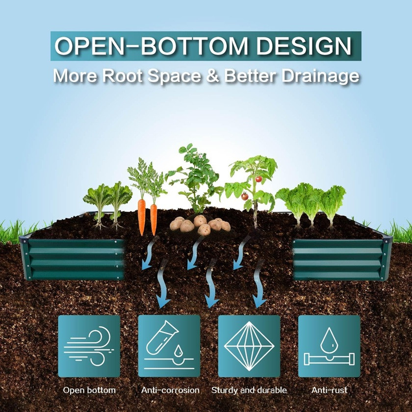 gardmax Raised Rectangular Garden Bed - 8ft x 4ft x 1ft - Silver - (Model: GM66010-12) image 3