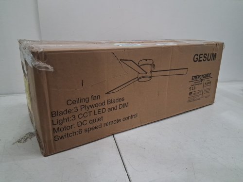 Gesum Flush Mount Reversible Blades Ceiling Fan With Light - Black/Brown - 52" (Model: 	GS2253) image 9