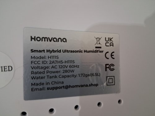 HOMVANA ULTRASONIC WARM & COOL MIST HYYBRID SMART HUMIDIFIER WITH WIFI APP CONNECTION & AROMA TRAY - 6.5L / 861 SQ.FT. COVERAGE - WHITE/BLACK (MODEL: H111S) image 9