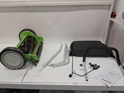 GreenWorks 16" Reel Lawn Mower with Grass Catcher - Green (Model: 25052) image 3