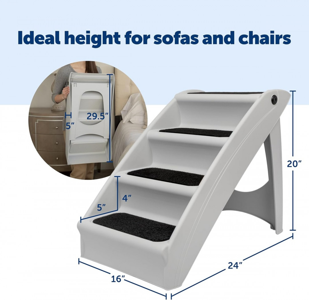 PETSAFE COZYUP FOLDING 4-STEP PET STEPS - 2O" - GREY (MODEL: ZTV00-17045) image 2