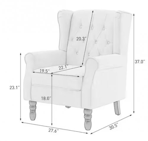 Uixe Modern Linen Upholstered Button High Back Accent Arm Chair with Wood Legs - beige (model: ch0040-beige) image 2