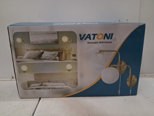 2PK VATONI PLUG-IN DIMMABLE WALL SCONCE LIGHTS - GOLD/WHITE image 4