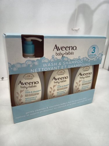 3PK AVEENO BABY DAILY WASH AND SHAMPOO  - 532ml each - natural oat lightly scented image 2