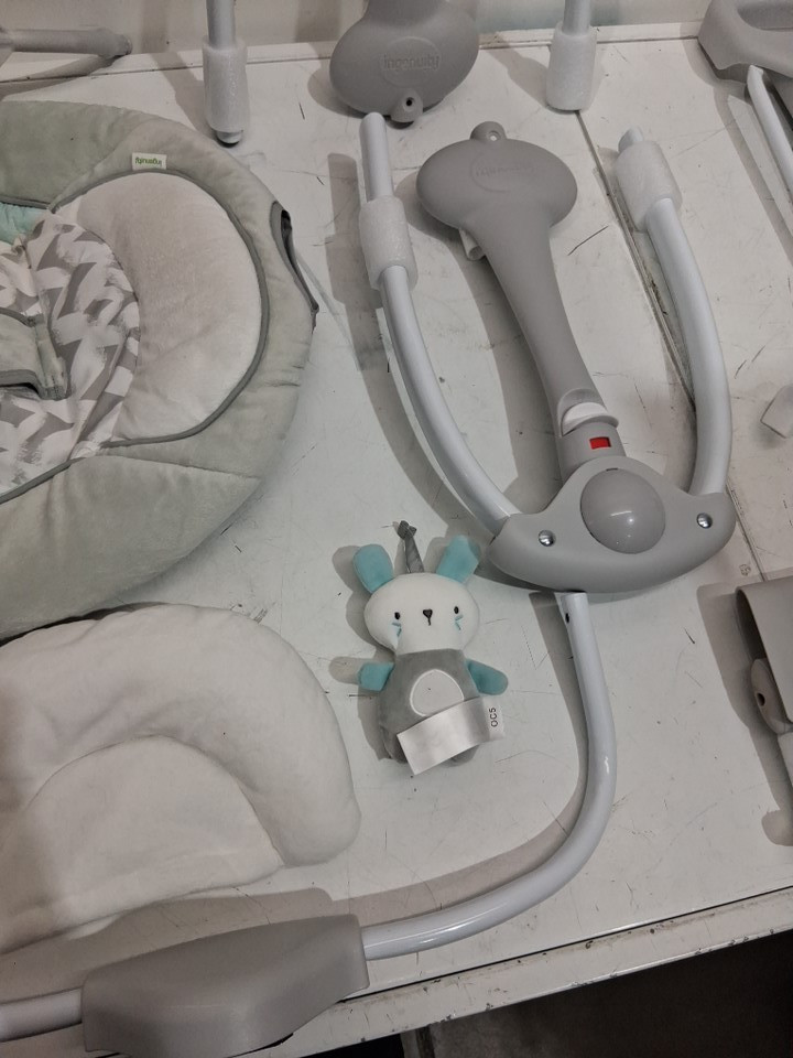 Ingenuity 2-in-1 convertme compact portable baby swing & seat with vibrations & nature sounds - battery powered - 20lbs max - raylan theme/grey (model: ‎12189) image 8