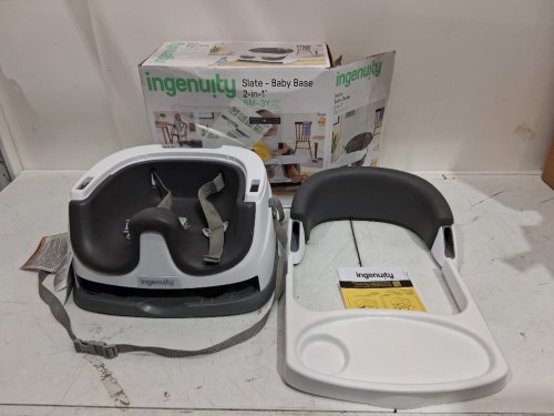 INGENUITY BABY BASE 2-IN-1 BOOSTER FEEDING & FLOOR SEAT - 50LBS CAP - WHITE/SLATE GREY (MODEL: 11576) image 3