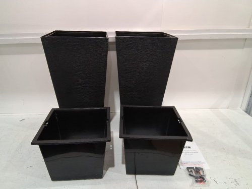 4pc vevor Tall indoor/Outdoor Planters Tapered Square Modern Design and Built-in Drainage - 22" x 12"  - 8.66" x 10.63" - black (model: kd9942) image 3