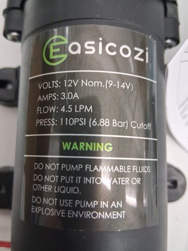 EASICOZI Fresh Water Pump with 2 Hose Clamp - 12V - 4.5L/MIN - 1.2GPM -110PSI -BLACK image 4