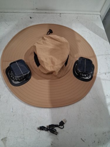 zaximap solar powered fan hat - osfm - BEIGE image 3