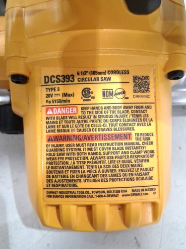 DEWALT 20V MAX Lithium-Ion Cordless 6-1/2" Circular Saw - **TOOL ONLY** (Model: dcs393) image 3