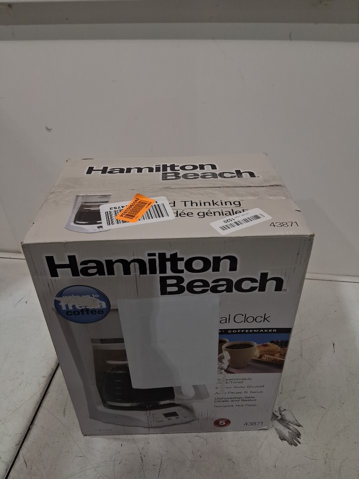 HAMILTON BEACH 12-CUP DIGITAL CLOCK COFFEE MAKER - WHITE - (MODEL: 43871) image 2