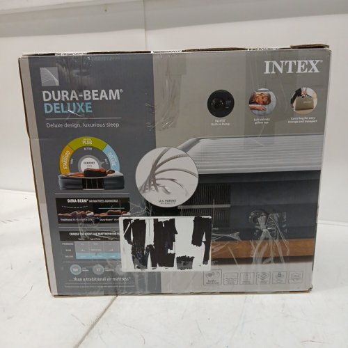 INTEX DURA-BEAM SERIES DELUXE COMFORT INFLATABLE AIR MATTRESS WITH INTERNAL ELECTRIC PUMP - 18" - QUEEN - GREY / BLACK (MODEL: 67769ED) image 2