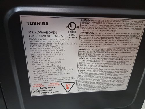 TOSHIBA COMPACT DIGITAL MICROWAVE OVEN - 0.9CU.FT - 1350w - BLACK/STAINLESS STEEL (MODEL: ML-EM25P(SS)/ca) image 7