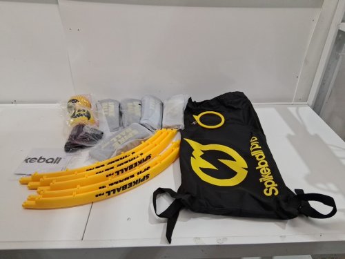 7PC SPIKEBALL PRO KIT TOURNAMENT EDITION WITH STRONGER PLAYING NET NEW BALLS DESINGED TO ADD SPIN, WITH BALL PUMP & BALL SIZE GAUGE - BLACK/YELLOW (MODEL: S-PRO-001) image 2