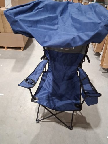 Overmont folding camping chair with cooler pocket and canopy/sun shade - 330 lbs max - blue/grey image 3