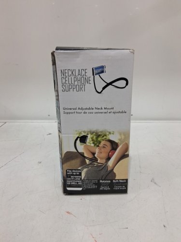 Lazy Necklace Cellphone Support  360 Degree Free Rotating Stand- Up to 7" Devices- BLACK image 2