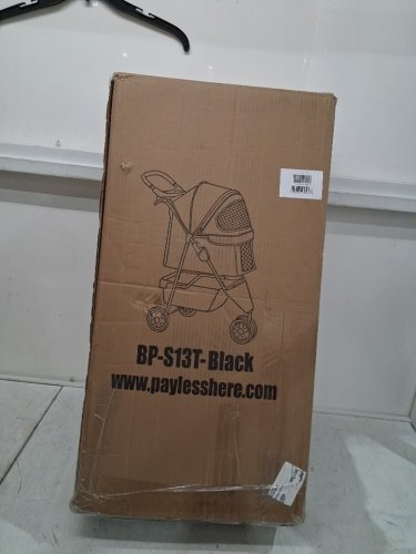 bestpet 3 Wheel folding Pet Stroller with cup holders, storage basket, and mesh cover - 33" x 38.6" x 17.5" - 20.9" x 19.7" basket - black (model : bp-s13t-black) image 2