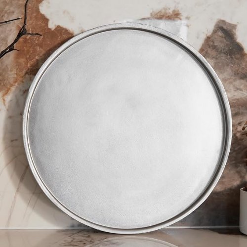 DN DECONATION Black Decorative Round Tray good for Jewelry, Perfume, Coffee Table, Vanity, Ottoman home decor- 14" - silver (model: CA5L095SL38) image 2