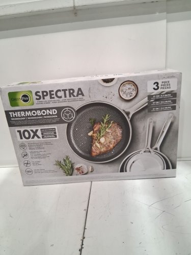 3PC GREENPAN SPECTRA HYBRID CERAMIC NON-STICK SKILLET SET - 8" | 10" | 12" - GREY (MODEL: 1901845) image 2