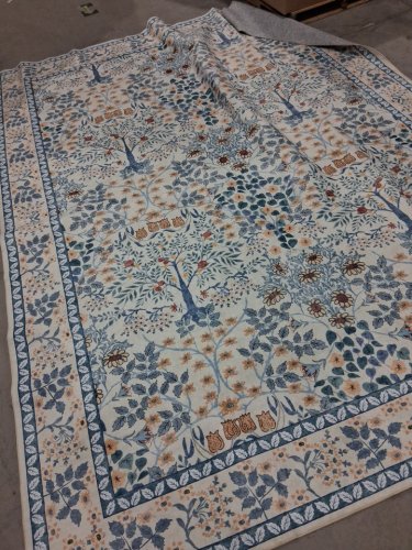 floral vintage forest washable area rug - 8ft x 10ft - blue / orange image 3
