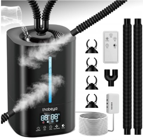 thobeya  Reptile Fogger Humidifier with Dual Hose, Remote Control, Humidity Sensor & Auto Humidity Control - 5l - black (model:  yl-1949) image 2