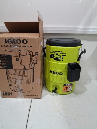 IGLOO SEAT TOP HANDWASH SANITIZE WASH STATION - 5-GAL - ACID GREEN/BLACK (MODEL: 60359) image 2