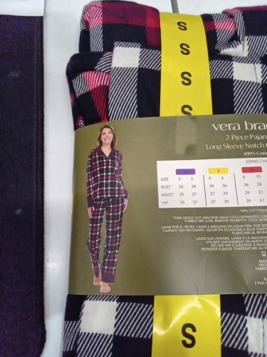 2PC WOMENS vera bradley pajama set - small - red plaid ( style: 1908043) image 3