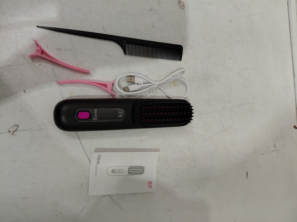 HAIR STRAIGHTENER BRUSH/COMB Cordless - black/pink - (model:s7) image 3