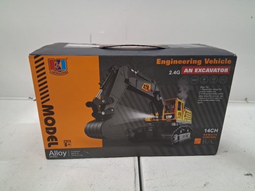 mnjck remote control excavator toy with simulated smoke & sounds - 1:14 scale - yellow/black (model:  689-711a) image 5