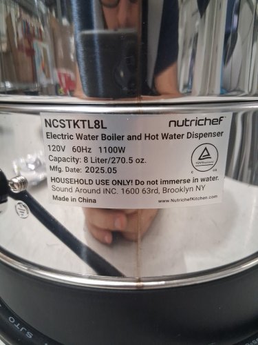 NutriChef electric Water Boiler and Hot Water Dispenser - 8L - 19" x 9" x 9" - Silver - (Model: ncstktl8l) image 7
