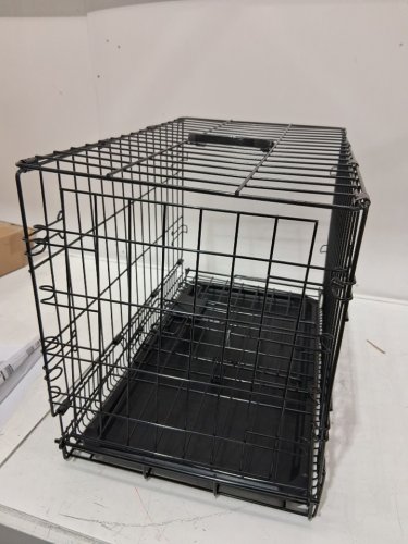Amazon Basics Single Door Folding Metal Cage Crate For Dog or Puppy - 22" x 13" x 16" - black image 4