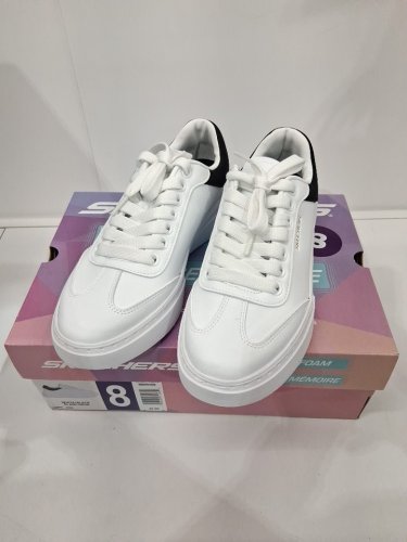 WOMEN'S SKECHERS CORDOVA MEMORY FOAM COMFORT SHOES - SIZE 8 - WHITE/BLACK - (STYLE: 9886008) image 2