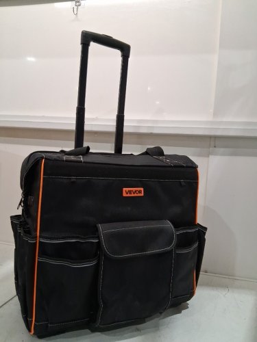 VEVOR HEAVY DUTY ROLLING TOOL BAG ON WHEELS WITH 25 POCKETS ADJUSTABLE TELESCOPING HANDLE & STABLE BASE - 110LBS CAP - BLACK (MODEL: 15YC600Y) image 2