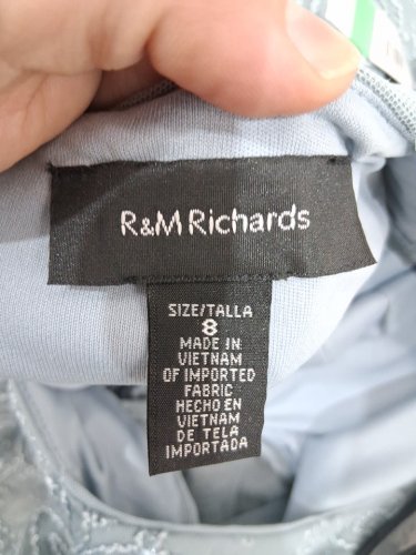Women's R&M Richards embroidered sequin mesh Imperial Gown - size 8 - light blue (style: 1041) image 4