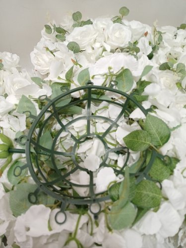 10PK FAUX FLOWER ball for wedding centrepieces/decor - white/green image 4