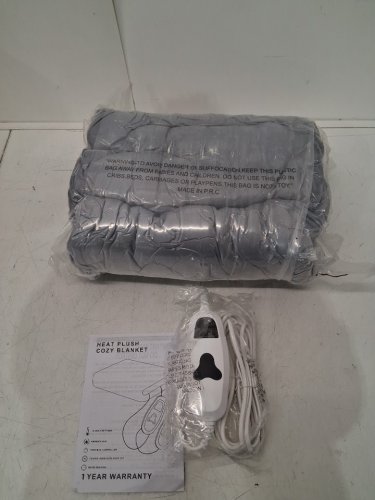 greenoak dual control thick heated sherpa blanket - queen (84" x 90") - grey - (model: xldy-8490) image 3