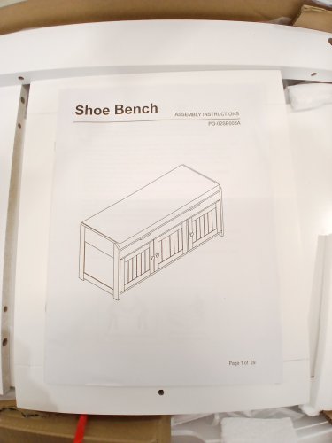 HOMEFORT Shoe Bench with Lift Top Storage - 41.3" x 14.9" x 18" - White/beige (Model: PG-02SB008A-WH103) image 8